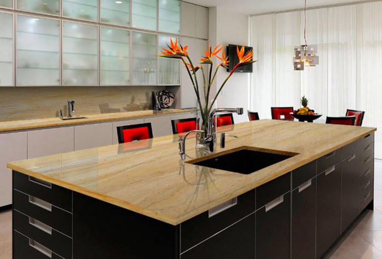 Golden Macaubas kitchen island Golden Macaubas kitchen island