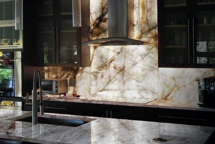 Lumix Quartzite kitchen countertop and wall Lumix Quartzite kitchen countertop and wall