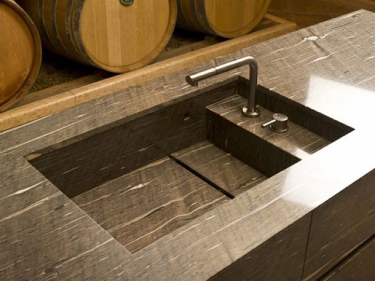 Brown Silk Qubartzite Slab bathroom countertop