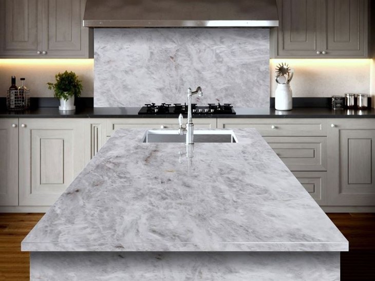 Cristallo White Quartzite kitchen countertop decor