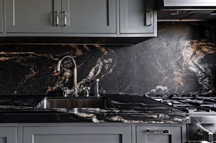 Titanium Granite kitchen countertop and wall