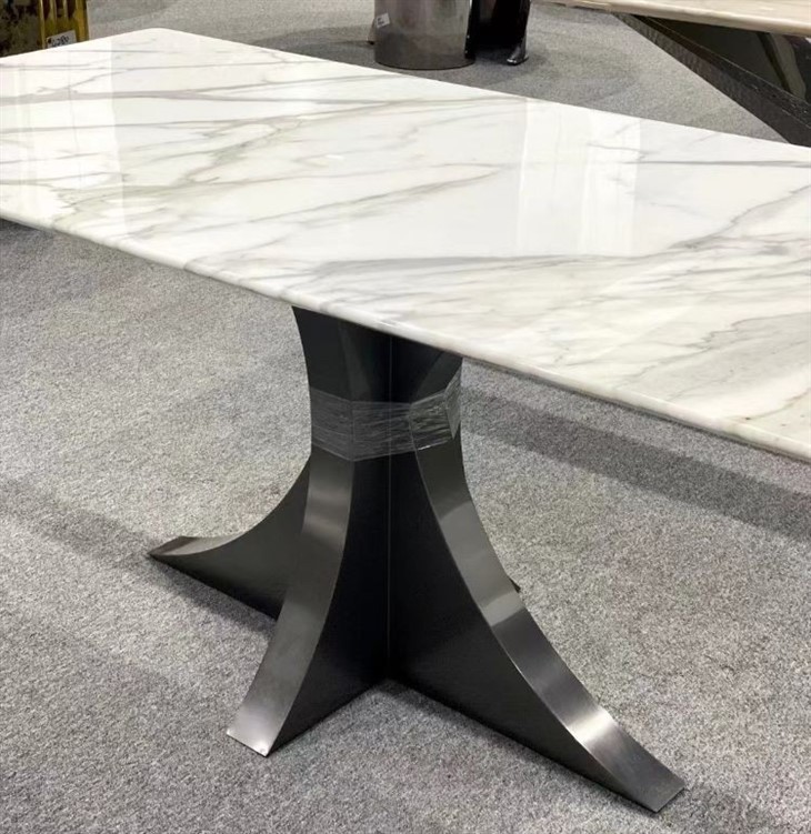 Calacatta White Marble Table With Metal Base