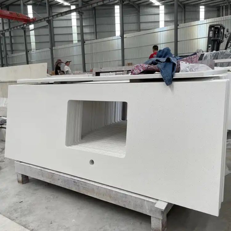 Нефритовые белые галактические белые кварцевые кухонные столешницы Столешницы из блоков мясника