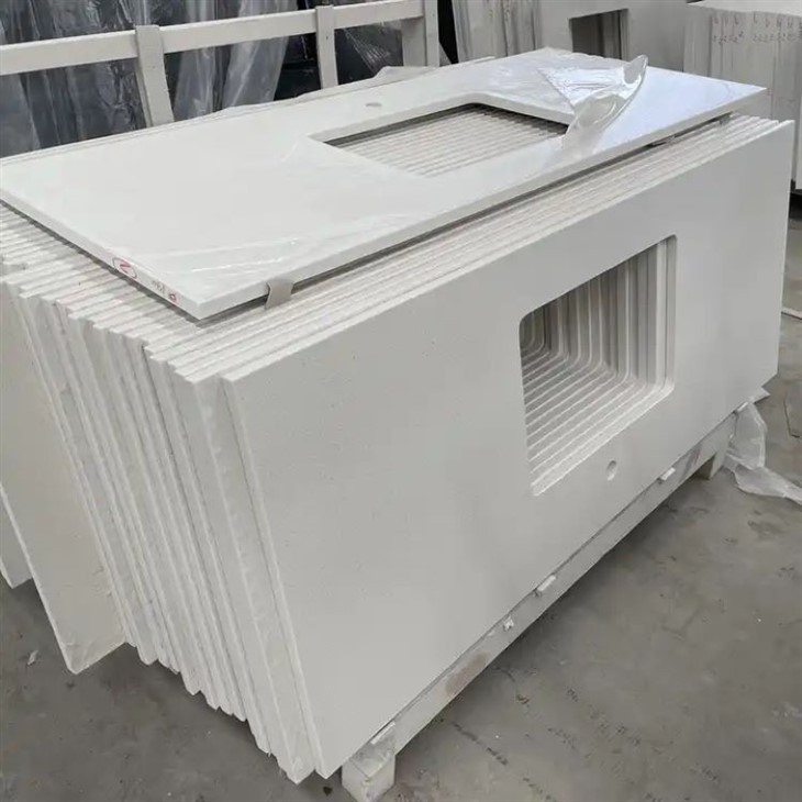 Jade White Galaxy Quartz Bathroom Countertop 