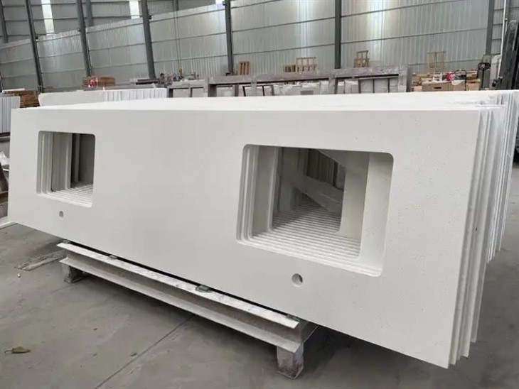 Jade White Galaxy Quartz Double Countertop 
