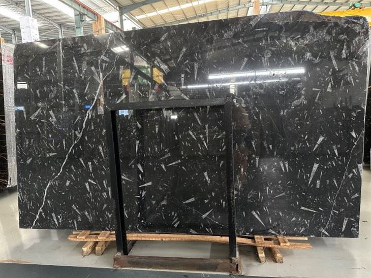 Marmor Fossile Nero Fossil Black Marble Kitchen Countertop