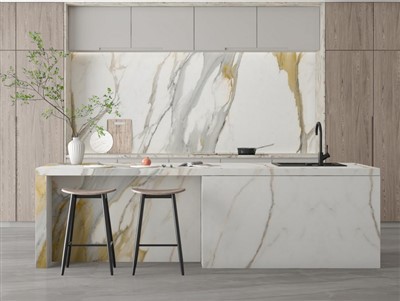 Calacatta White Marble с золотыми прожилками для ванны