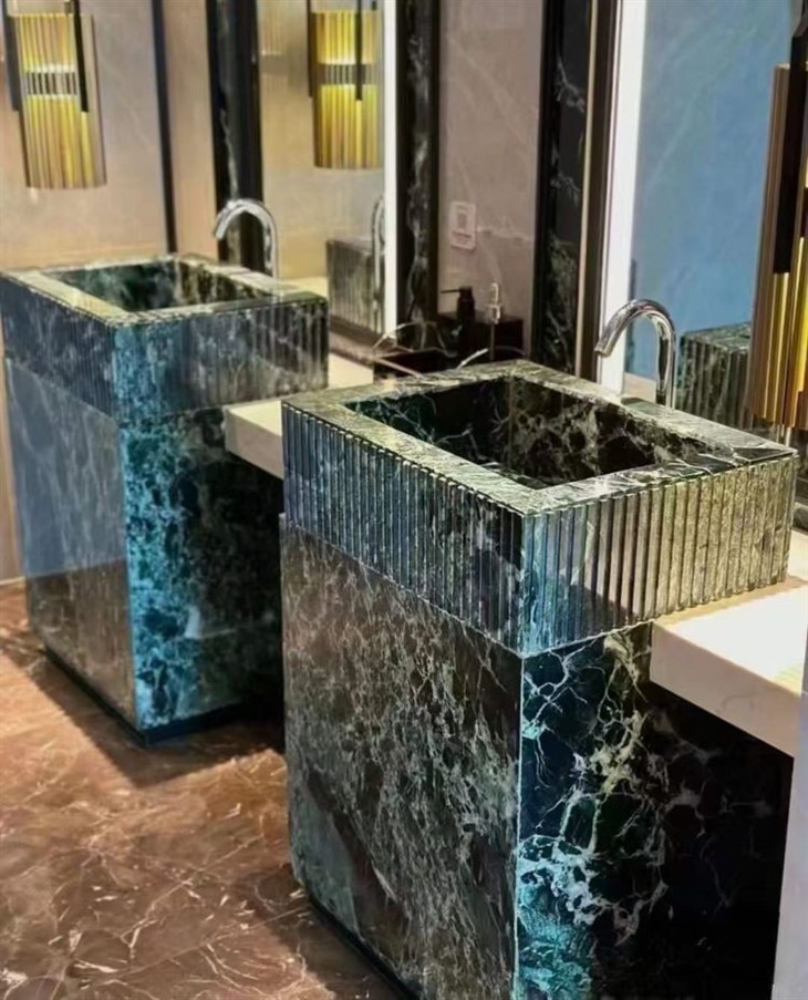 Verde Mare Pradas Green Marble Bathroom sinks