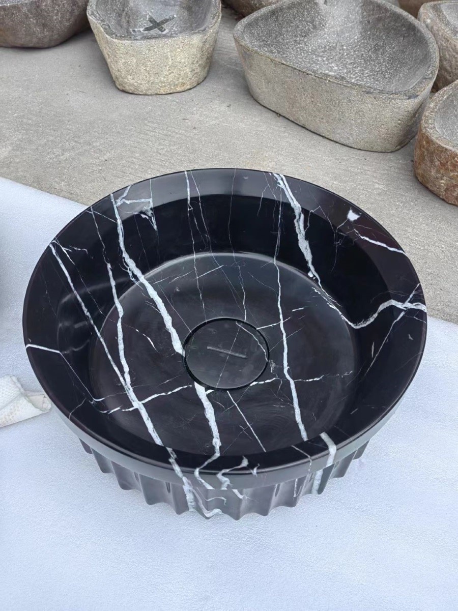 Black Round Marble Washbasin Black Round Marble Washbasin