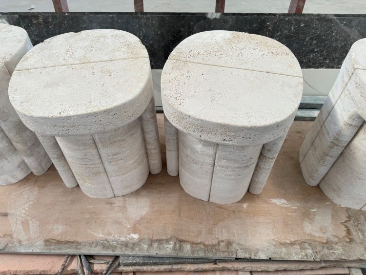 White Travertine Side Table White Travertine Side Table