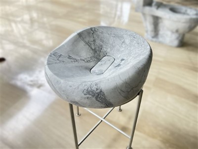 Овальная раковина из серого мрамора