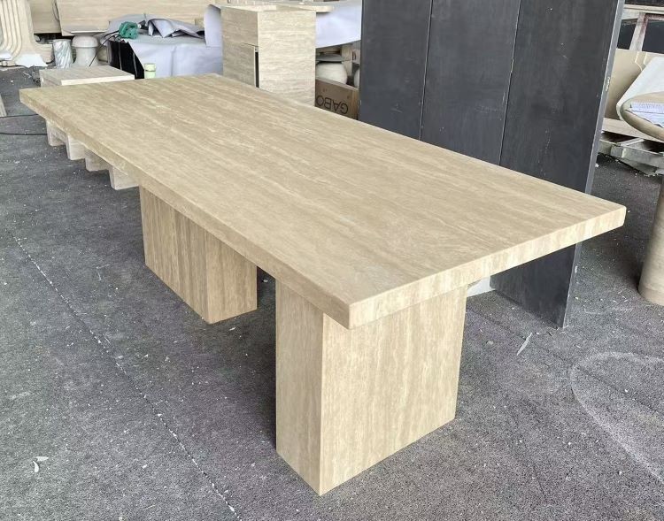 Beige Travertine Dining Room Table home design