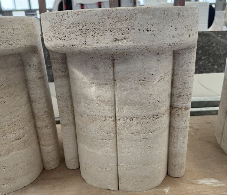 White Travertine Side Table living room furniture