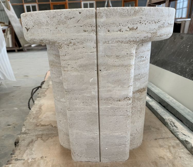 White Travertine Side Table stone furniture